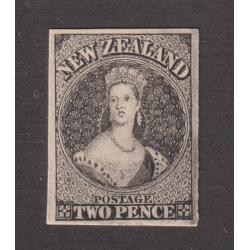 (GM1206) NEW ZEALAND · 1906: "Hausburg" reprint of Plate II 2d fullface QV on light card · excellent condition (2 images)