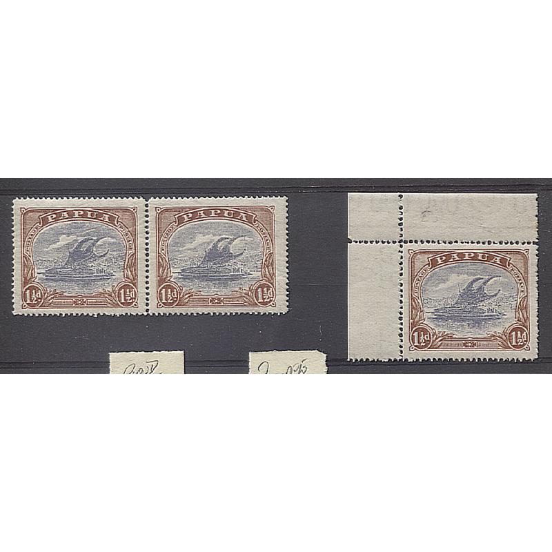 (GM15005) PAPUA · 1925: mint 1½d grey-blue & brown and cobalt & light brown Lakatois SG 95 and 95b both with VARIETIES · see full description · c.v. for stamps alone is £60+ (2 images)