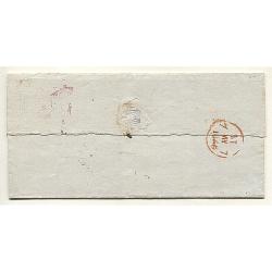 (GN15021) TASMANIA · 1845: letter outer addressed to Wesleyan Missionary Society, London with clear strike of Hobart Primitive (iv) datestamp in red rated 2R · rated 8d as private ship letter and 1/4d as inward ship letter (1oz.) · fine condition