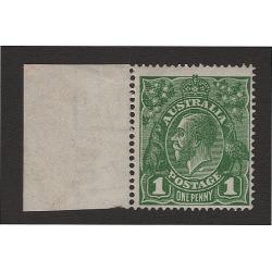(GN15031) AUSTRALIA · 1924: mint 1d green KGV (S Wmk ) with NECK FLAW variety BW 77(4)h · some perf separation o/wise in excellent condition · c.v. AU$60 (2 images)