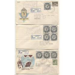 (HN15013) AUSTRALIA · AAT  1955: 2 different registered first day cover mailed from HEARD ISLAND on the fdi of the 3½d ANARE commem · all to Australian addresses · nice condition throughout (3 images)