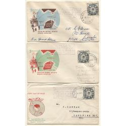 (HN15014) AUSTRALIA · AAT  1955: 7 first day covers with different cachets mailed from HEARD ISLAND on the fdi of the 3½d ANARE commem · some minor imperfections · overall condition is excellent to fine (3 images)