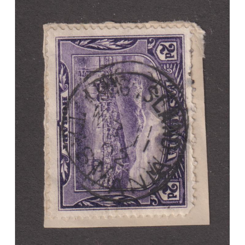 (JB1034) TASMANIA · 1902: a 'doubled' but obvious impression of the LONG ISLAND Type 1 cds on a 2d Pictorial franked piece · 'second choice' quality example but the postmark is rated RRR+(15)