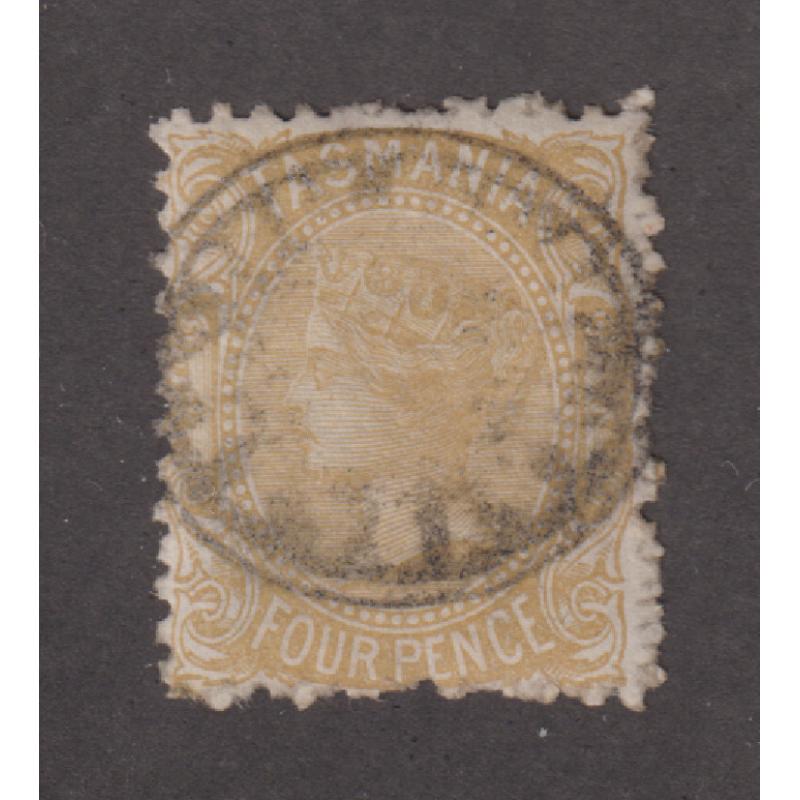 (JB1231) TASMANIA · a second choice example of the PENGHANA Crown Seal impressed on a 4d buff QV S/face