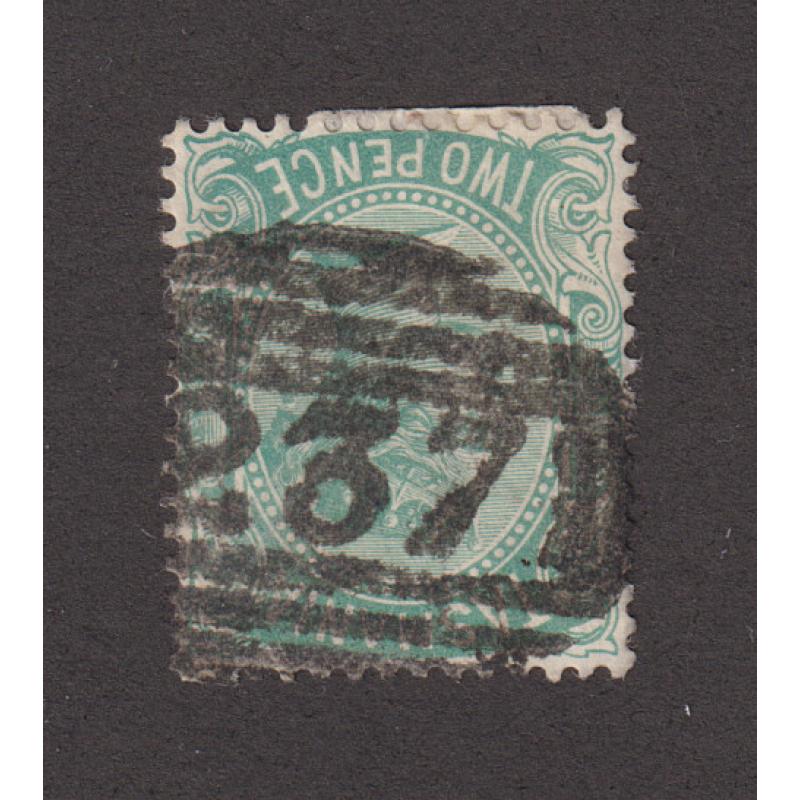 (JB1242) TASMANIA · a well-inked obvious strike of BN237 (used at BACK CREEK then CAVESIDE) on a 2d QV S/face · postmark is rated RRRR