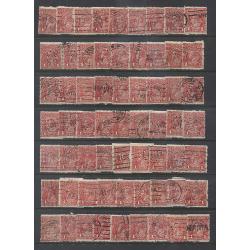 (JB15052L) AUSTRALIA · TASMANIA · 8 Hagners housing almost 500 used 1d red KGV defins all bearing private perfins · heavy duplication (PL & B, DWM Ltd) but a great study lot · unlikely to have been checked for stamp varieties too! (8 images)