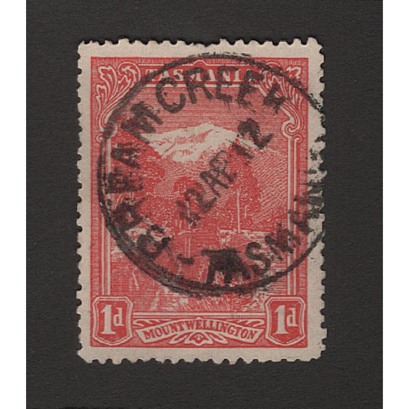 (JB15068) TASMANIA · 1912: a well-inked but clear and nearly complete strike of the BREAM CREEK Type 2c cds on a 1d Pictorial · postmark is rated RR+(12*)