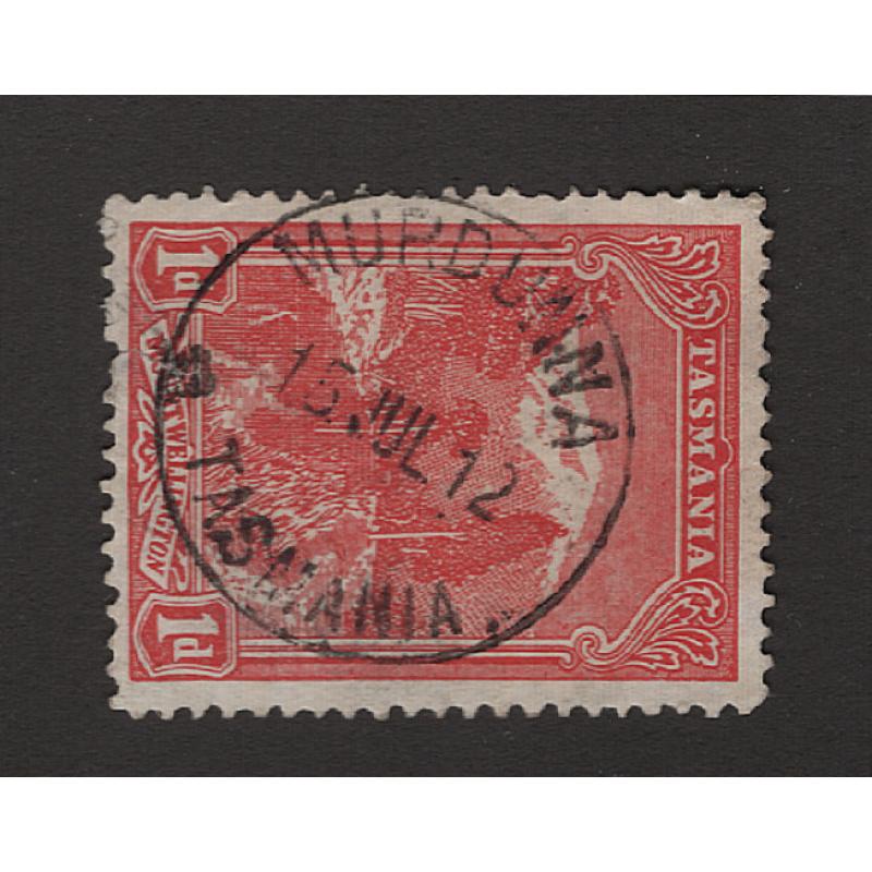 (JB15069) TASMANIA · 1912: a clear strike of the MURDUNNA Type 2 cds on a 1s Pictorial (small tear at base) · postmark is rated RR+(12)
