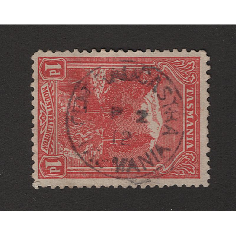 (JB15070) TASMANIA · 1912: a light but obvious, complete strike of the CENTRAL CASTRA Type 1 cds on a 1d Pictorial · postmark is rated RR+(12+)