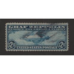 (JB15075) UNITED STATES · 1930: commercially used $2.60 Zeppelin Scott # C15 · excellent condition for a used stamp · full perforations · c.v. US$600 (2 images)