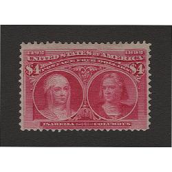 (JB15080) UNITED STATES · 1893: MLH $4 crimson-lake Columbian Scott #244 with fresh gum · fresh appearance · c.v. US$2100 (2 images)