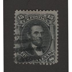 (JB15087) UNITED STATES · 1866: used 15c black Lincoln Scott #77 · excellent condition · c.v. US$180 (2 images)