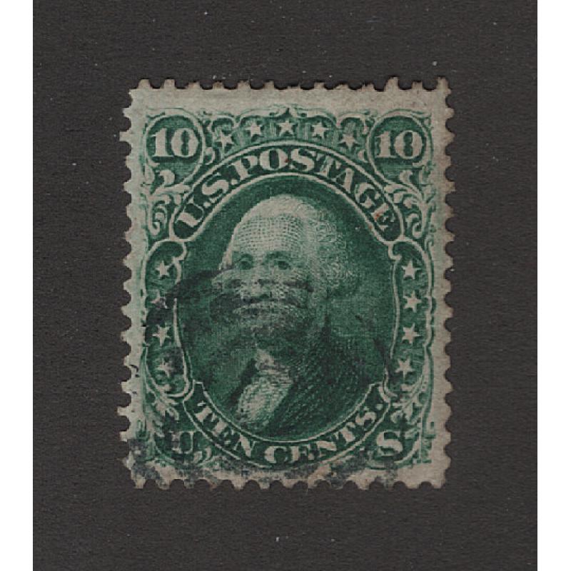 (JB15089) UNITED STATES · 1861: nicely used 10c green Washington Scott #68 in excellent condition front/reverse · c.v. US$60 (2 images)
