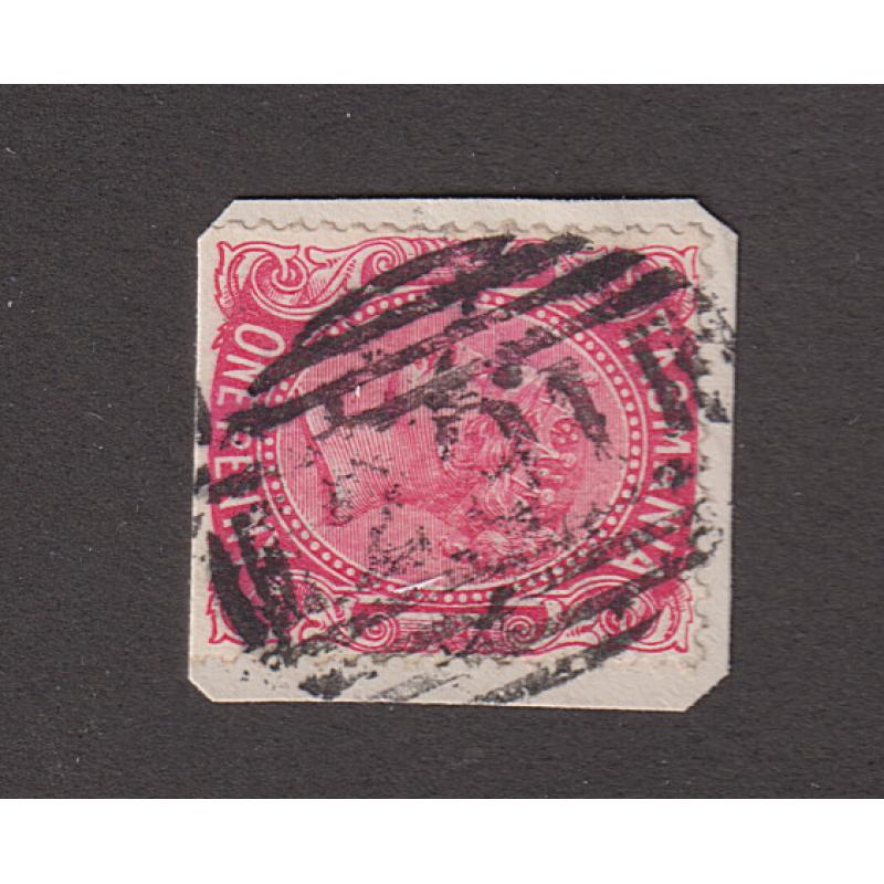 (JB1609) TASMANIA · a clear central strike of BN291 used at LACHLAN ties a 1d QV S/face to piece · postmark is rated RRR
