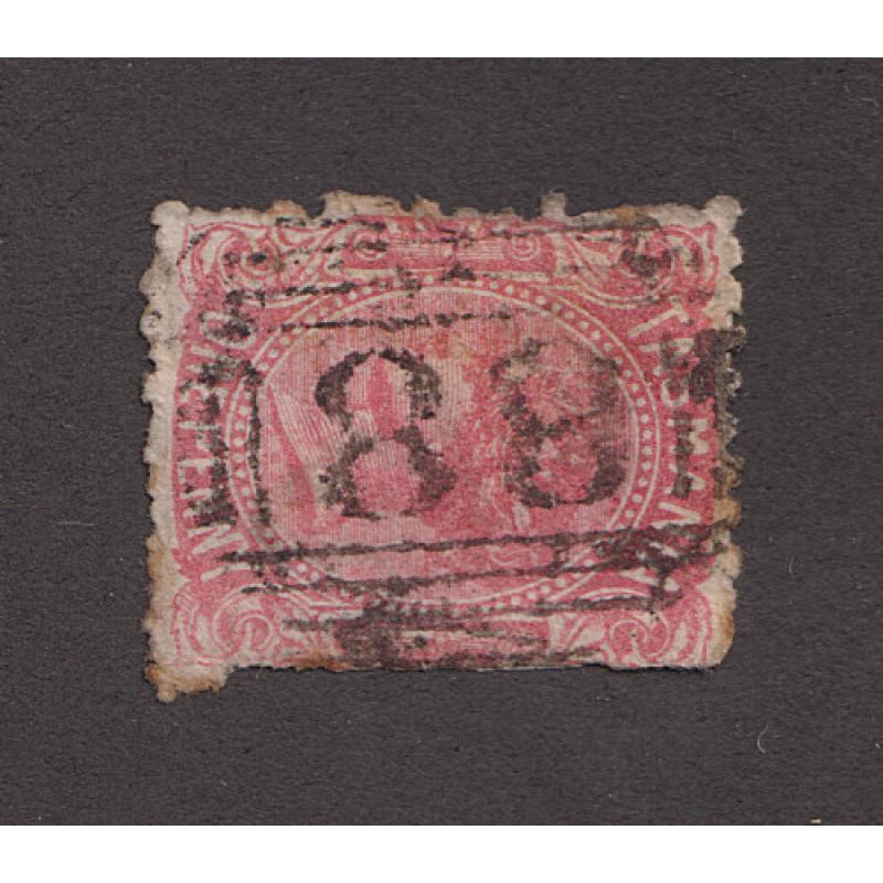 (JB1620) TASMANIA · a clear central strike of BN88 used at TAMAR EAST then DILSTON on a worn but presentable 1d QV S/face · postmark is rated RRR