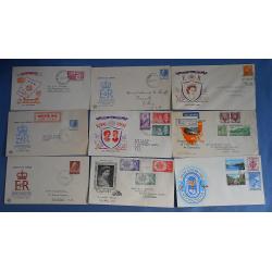 (KB1044L) AUSTRALIA · 1953/59: 21x QEII era FDCs · range of defin and commem issues by various cachet makers all in VG to F condition; also 1d Princess Elizabeth FDC · 22 items (3 images)