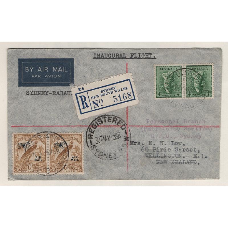 (KB15050) AUSTRALIA · 1938: registered 'Boomerang' cover carried on first official Sydney/Rabaul flight by Carpenter Airlines AAMC #812 · VF condition · c.v. AU$50
