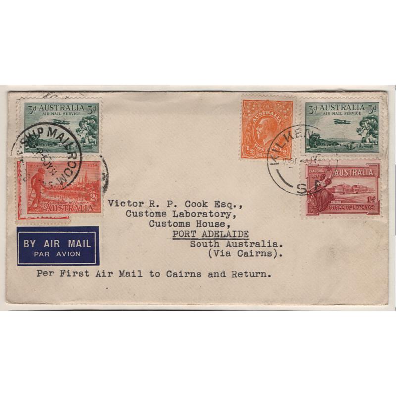 (KB15107) AUSTRALIA · 1934 (July): cover carried Melbourne/Cairns and return by Ulm, Boulton and Allen · without cachet therefore AAMC #395a · fine condition · c.v. "from $50"