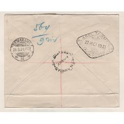 (KB15195) AUSTRALIA · 1931 (May): cacheted registered cover carried by KLM from Sydney to Batavia AAMC #204 · onforwarded to Semarang address · light horiz. crease detracts little  · range of b/stamps "document" journey