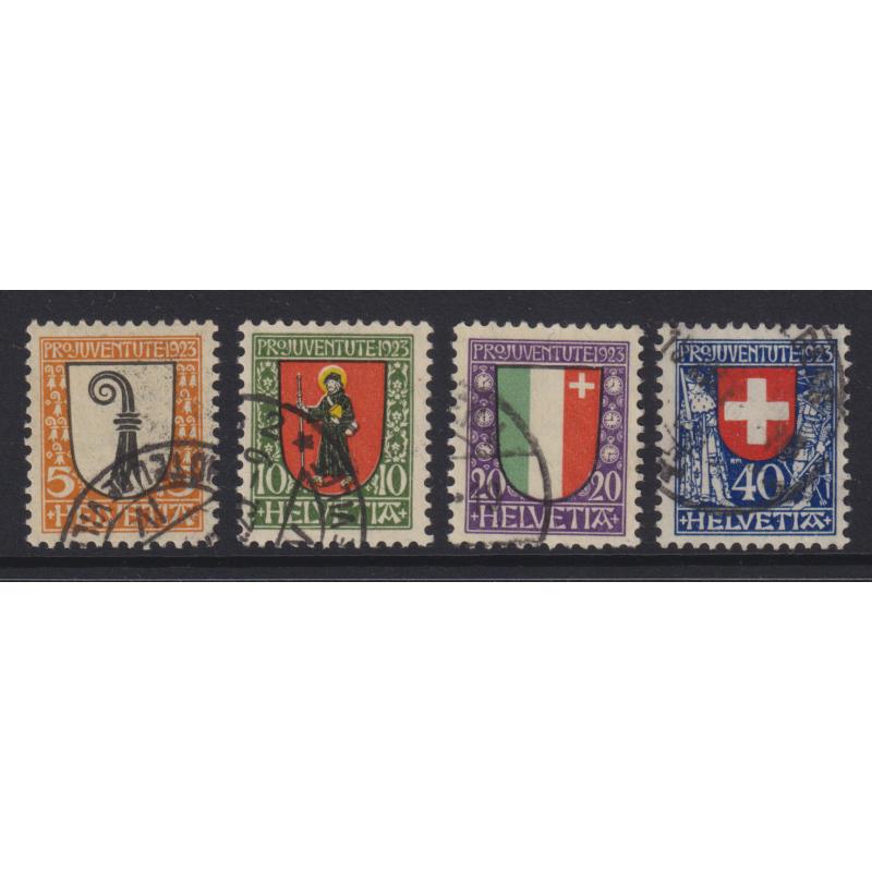 (KK1130) SWITZERLAND · 1923: nicely used PRO JUVENTUTE issue Mi 185/88 · c.v. €75 (4)