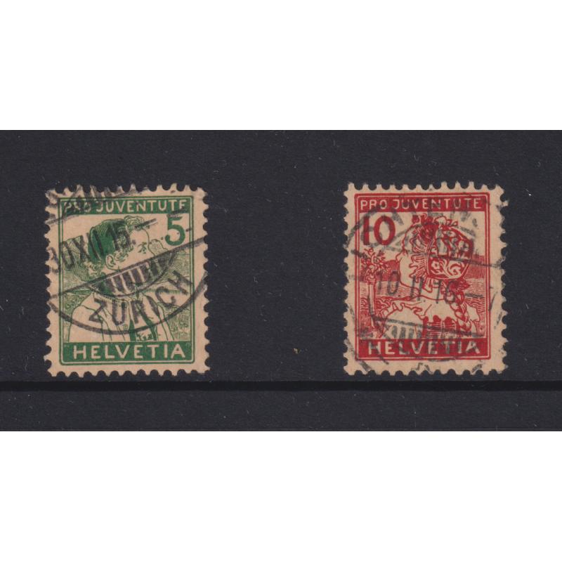 (KK1134) SWITZERLAND · 1915: nicely used PRO JUVENTUTE duo Mi 128/29 · c.v. €120 (4)
