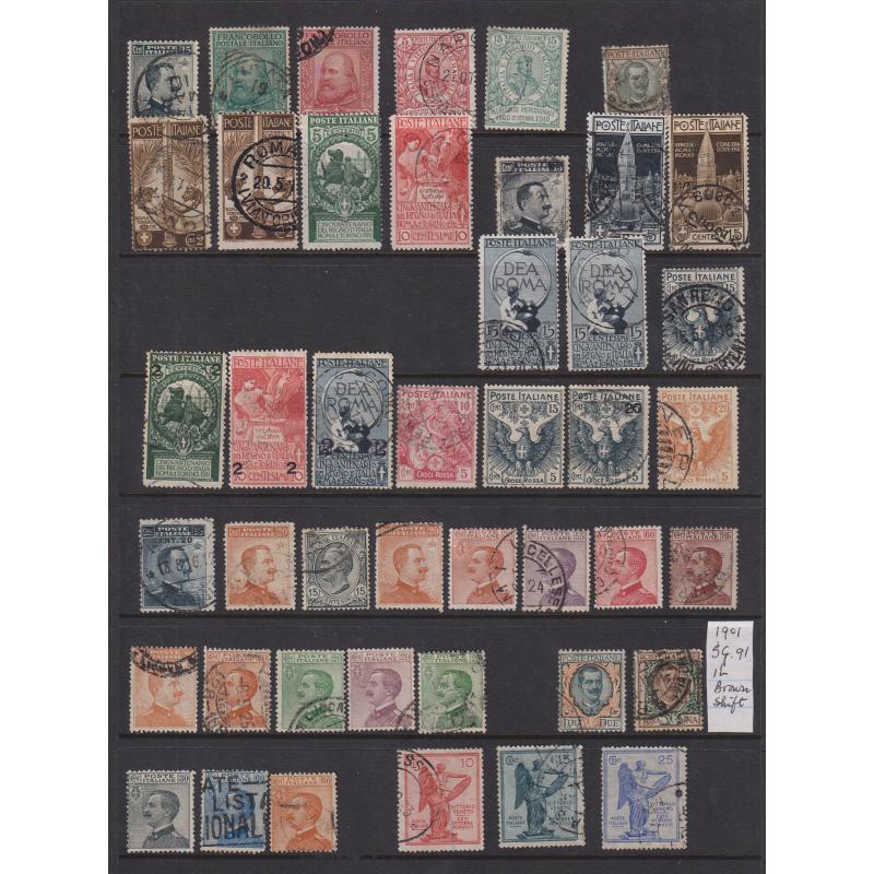 (KK1330L) ITALY · 21 Hagners housing a duplicated array of used sets and oddments from lots of earlies through to the 1950s · condition is mixed but the is plenty of useful and scarcer items here · 800+ stamps (9 sample images)
