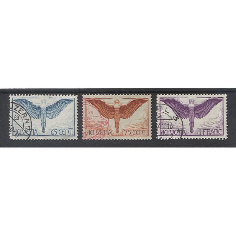 (KK15012) SWITZERLAND · 1924/36: "basic set" of Airs with mixed paper types comprising Mi 189z, 190x and 191z · total c.v. €90+ · nicely used (3)