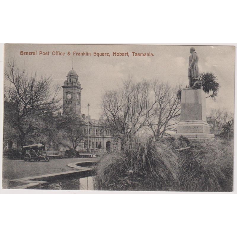 (KM1001) TASMANIA · c.1908: card by Spurling & Son (No.222 w/view of the GENERAL POST OFFICE & FRANKLIN SQUARE, HOBART · message on back but not postally used