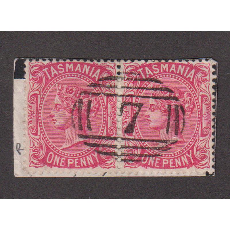 (LD1017) TASMANIA · a very fine strike of BN7 used at BREADALBANE on 1d QV S/faces to a neat envelope clipping · postmark is rated R · $5 STARTER!!