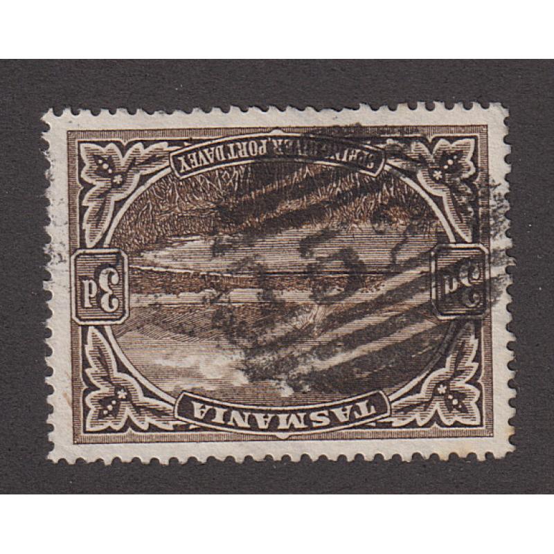 (LD1036) TASMANIA · clear strike of BN152 used at DEVONPORT WEST on a 3d Pictorial · not often seen on this stamp · $5 STARTER!!
