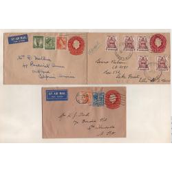 (LD1508) AUSTRALIA · 1953/61: uprated KGVI and QEII pre-stamped envelopes mailed to NSW and USA addresses · interesting range of frankings · excellent to fine condition throughout (2 images)