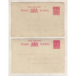 (LD1510) NEW ZEALAND · 1897: 2x unused 1½d carmine/cream pictorial postal cards H&G #9 · some minor imperfections but both cards are quite displayable of "better" (2 images)