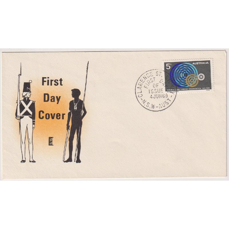 (LH1012) AUSTRALIA · 1969: unaddressed Eskine Stamp Service generic FDC used with 5c ILO commemorative issue · fine condition · scarce item