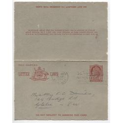 (MK10034) AUSTRALIA · 1956/58: nicely used Die II 3½d red and 4d claret QEII Lettercards ACSC LC79 & LC81A both in excellent to fine condition (2 images) · $5 STARTER!!