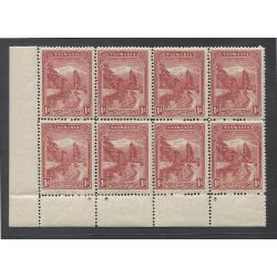 (MM10010) TASMANIA · 1902: mint block of 8x lithographed 1d Pictorial (V/Crown wmk), the 2nd unit in the bottom row showing the COMET AND STAR variety (pos. 1/52) · please see full description..... attractive appearance (2 images)