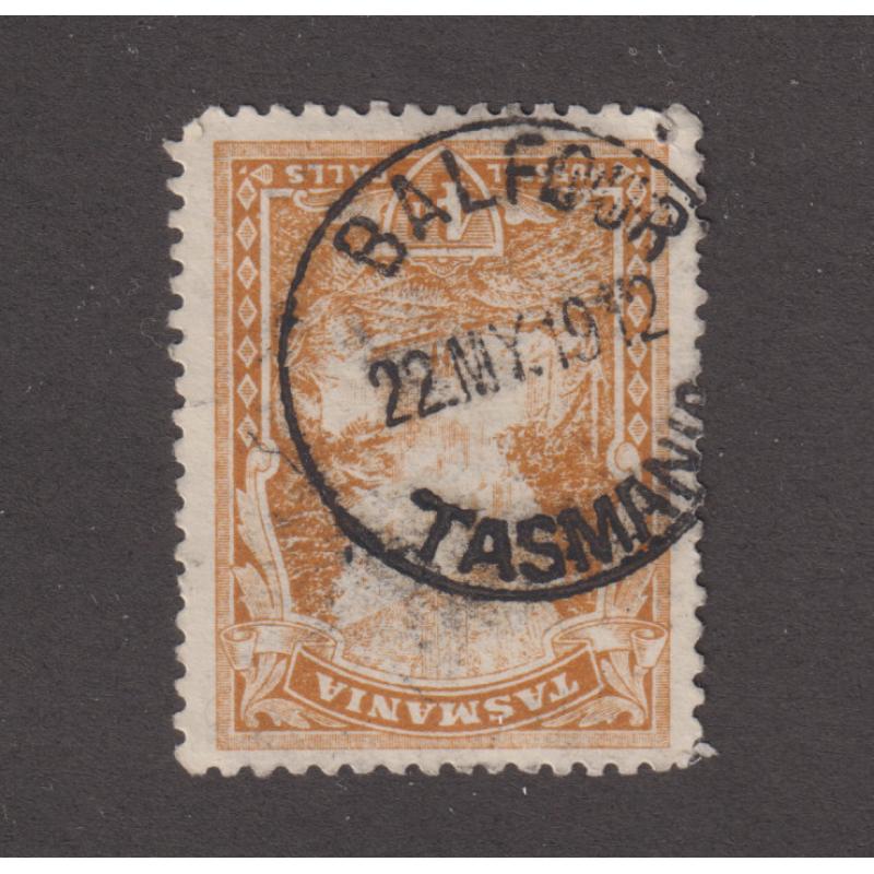 (MM1264) TASMANIA · 1912: bold strike of the BALFOUR Type 2a(x) cds on a 4d Pictorial · postmark rated S+(6)