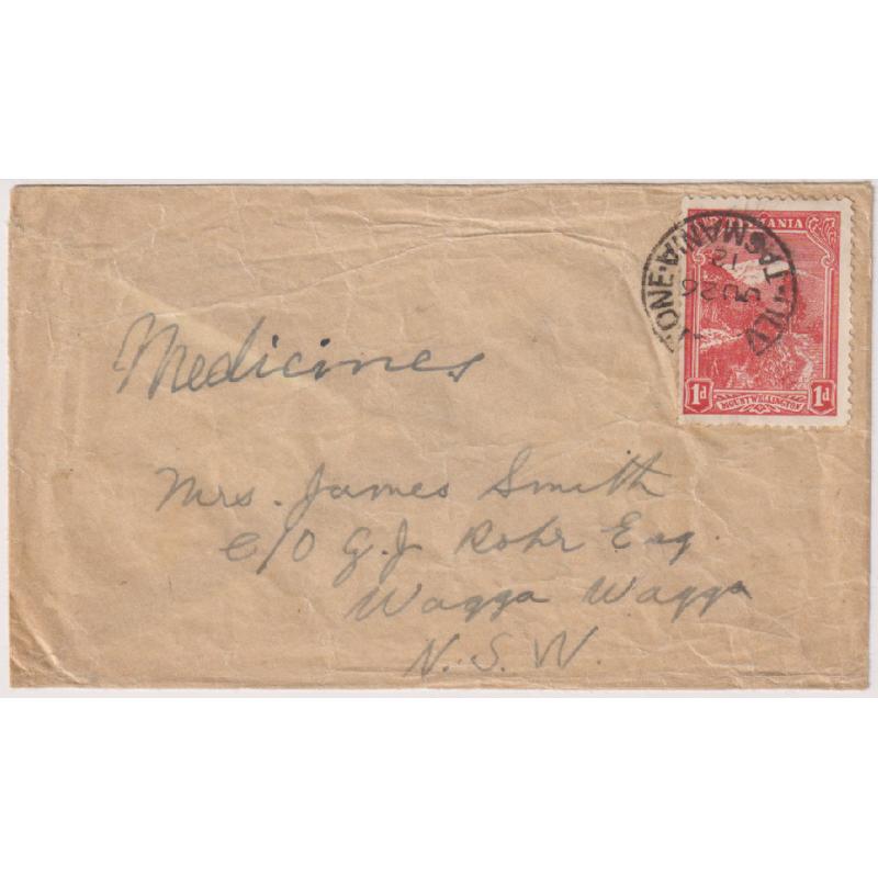 (MM1341) TASMANIA · 1912: small cover to NSW mailed from Ulverstone · endorsed "Medicines" and thus qualified for the concessional rate of 1d · some back faults but very presentable