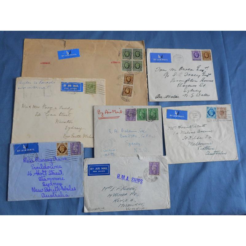 (MM1403L) GREAT BRITAIN · 1936/45: selection of air mail cover to Australian addresses from the period · includes a couple of censored items mailed by servicemen · any faults are quite minor  ....please view the largest image (7)