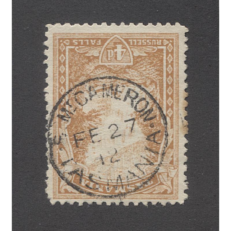 (MM15034) TASMANIA · 1912: 4d brown-ochre Pictorial SG 247 bearing a clear impression of the S. MT CAMERON Type 1 cds which is not often seen on this stamp