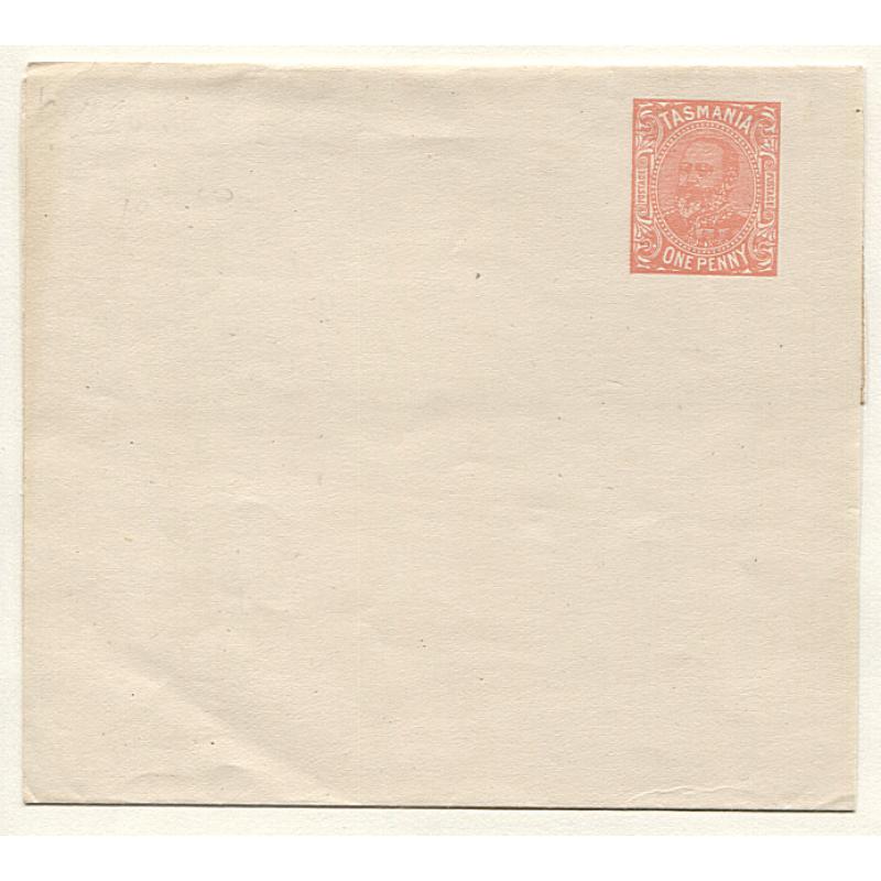 (MM15054) TASMANIA · 1906: mint folded 1d rose madder KEVII wrapper Groom & Shatten W2.1 · fine condition · rated R