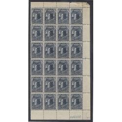 (MM15080L) TASMANIA · 1900: 24x MNH 2½d indigo Pictorial SG 232 w/unusual OFFSET on the gum side of 3 units · also rubber stamped 28MAR1900 by De La Rue adding further "interest" to this exhibit ready item · see full description (2 images)