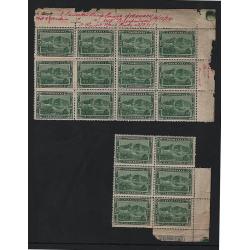 (MM15105L) TASMANIA · 1900: mainly MNH ½d Pictorials SG229 ex De La Rue Archives comprising three multiples of x6, x12 and x23 units · important: see full description for specific information · 41 stamps ·  ex Groom Collection (4 images)