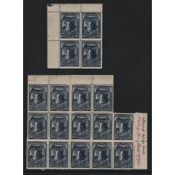 (MM15107L) TASMANIA · 1900: mainly MNH 2½d Pictorials SG232 ex De La Rue Archives comprising a blk of 4 and a multiple of x14 · see full description for specific information · 18 stamps ·  ex Groom Collection (2 images)