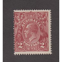 (MN1067) AUSTRALIA · 1924: mint Die I 2d red-brown KGV defin (S Wmk) with variety SMALL CRACK THROUGH TOP OF CROWN BW 97(16)d · clean hinge remnant · excellent condition · c.v. AU$140 (2 images)