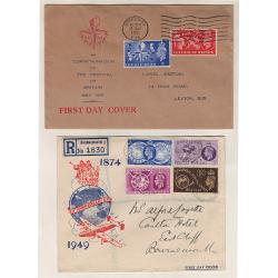 (MP1506) GREAT BRITAIN · 1937/53: six mostly different 1st day covers and a card all in excellent to fine condition · includes UPU, Festiavl of Britain, Olympic Games and QEII Coronation commemoratives · see all largest images (6)