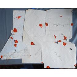 (NW1277L) TASMANIA · 1870s/80s: 22 Letter Bills in a very mixed condition selected for 'reasonable' to 'excellent' quality CROWN SEAL impressions in red wax · includes ANTILL PONDS, CAMPANIA, MOUNT SEYMOUR, JERICHO, etc. (3 images)