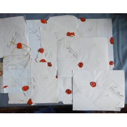 (NW1277L) TASMANIA · 1870s/80s: 22 Letter Bills in a very mixed condition selected for 'reasonable' to 'excellent' quality CROWN SEAL impressions in red wax · includes ANTILL PONDS, CAMPANIA, MOUNT SEYMOUR, JERICHO, etc. (3 images)