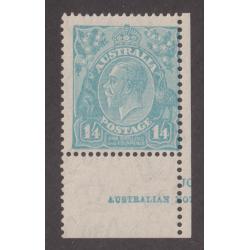 (PE1008) AUSTRALIA · 1932: fresh MNH 1/4d turquoise-blue KGV (CofA Wmk) SG 131 · vendor mentions 2 unlisted varieties (see full description) ... current retail for similar AU$275+ (2 images)