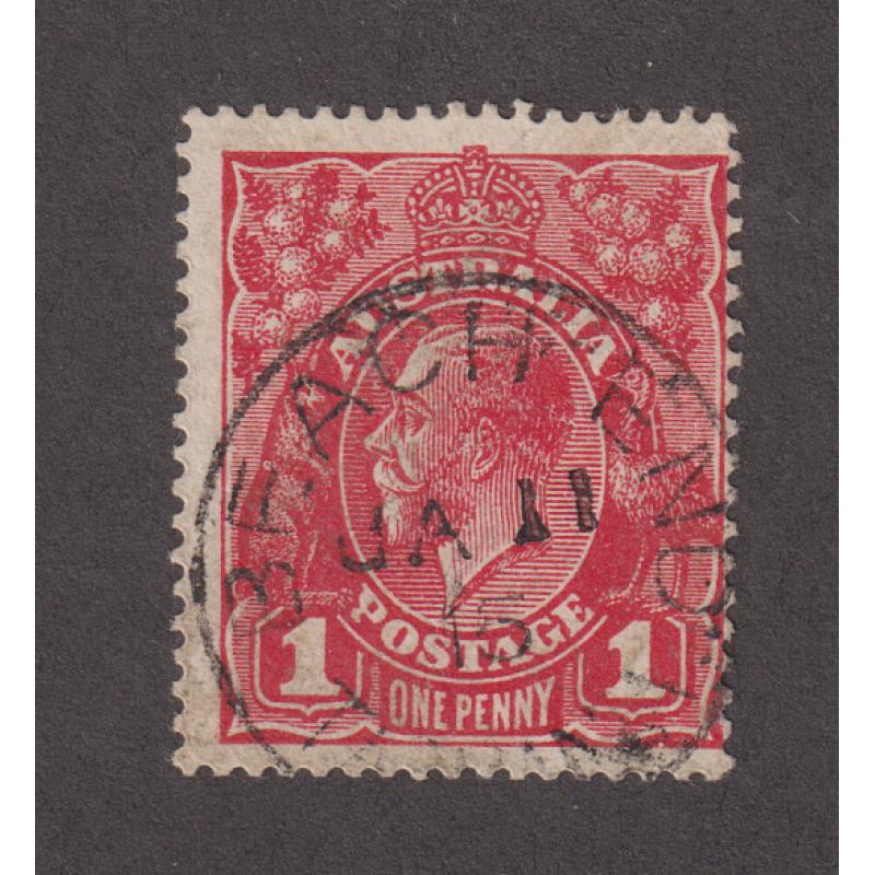 (PE1056) TASMANIA · 1915: above average strike of BEACH END Type 1 cds on a 1d red KGV defin · postmark is rated 2R and all the "important bits" are there!