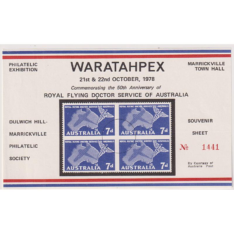 (PE1059) AUSTRALIA · 1978: 'WARATAHPEX" cinderella souvenir sheet numbered '1441' in VF condition · see largest image · $5 STARTER!!